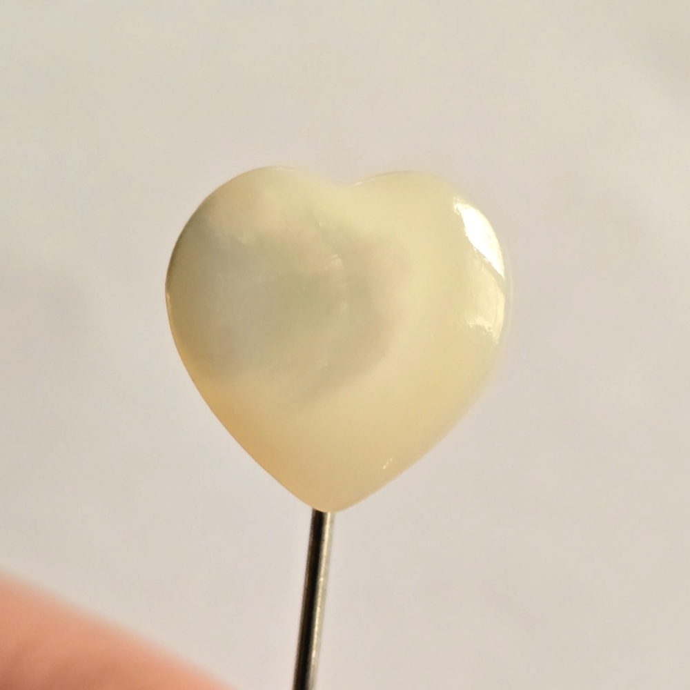 Vintage heart stickpin brooch seashell mother of pearl silver tone